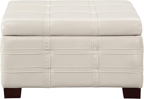 Miniatura 48 de OSP Home Furnishings - Otomana cuadrada de almacenamiento con bandeja deslizante y tapa con bisagras, tela de lino lino tela,Tela Azure,carbón,