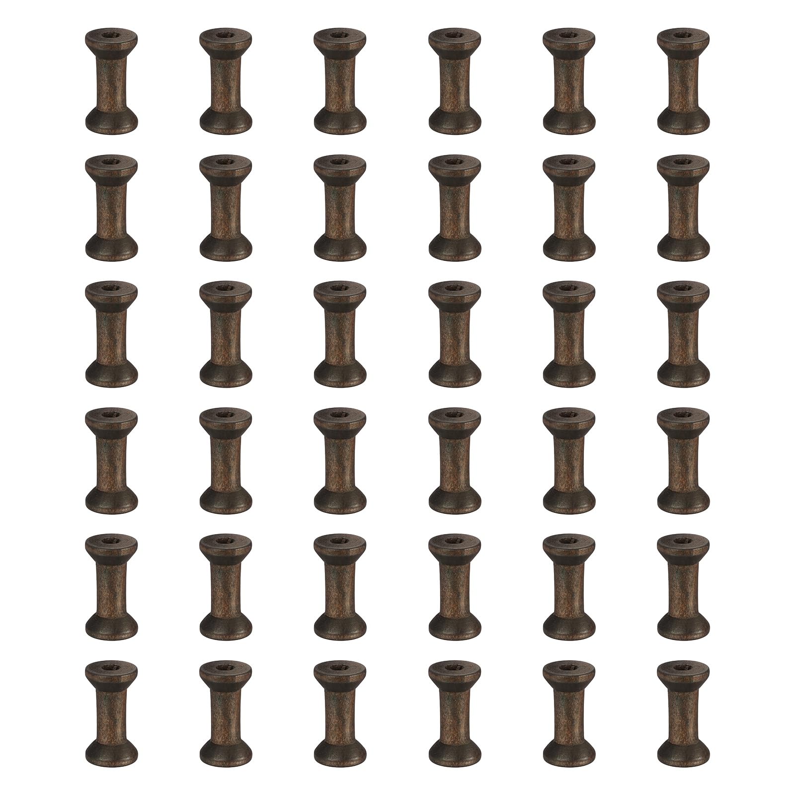 sourcing map 36 Pcs 2.0x4.0cm Small Empty Thread Spools, Coffee Color Unfinished Wooden Spools Wire Weaving Bobbins, Wire Weaving Bobbins for Embroidery DIY Sewing Machines Cord Jewelry Chain