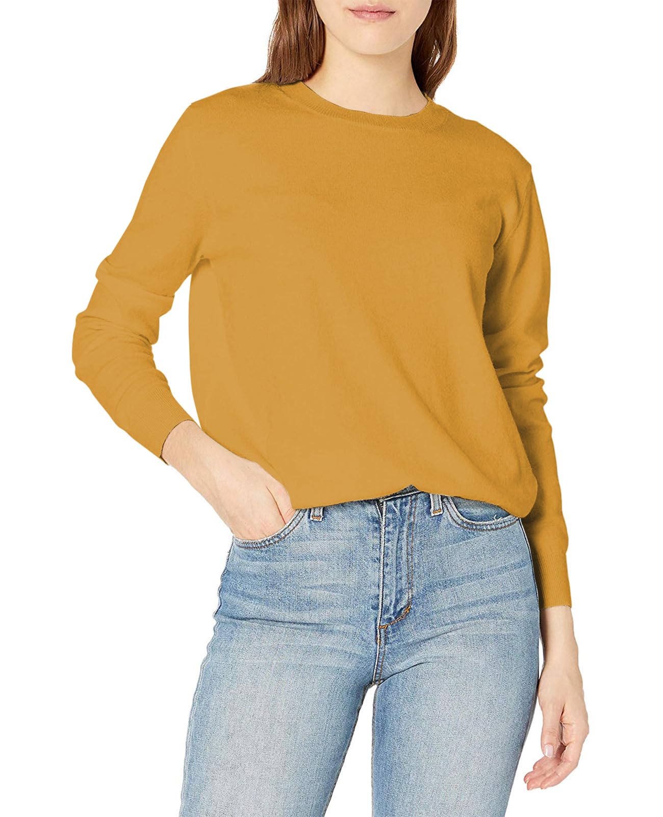 QUALFORT Women's Sweaters Long Sleeve Soft Lightweight Basic Knitted Pullover Sweater