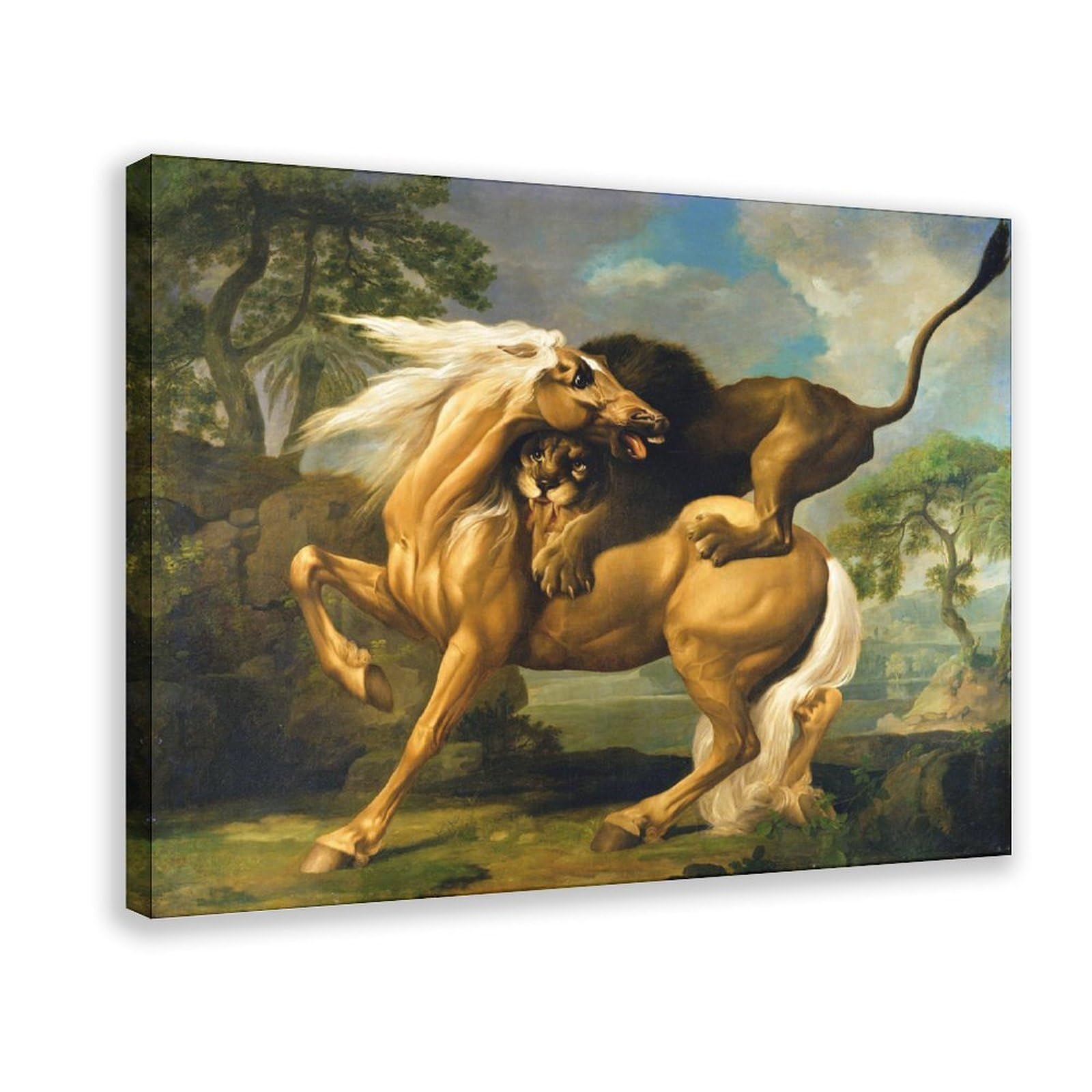 DFJyjFGJJ George Stubbs,A Lion Attacking A Horse Canvas Posters Wall Art Bedroom Office Room Decor Gift 16" L X 24" W