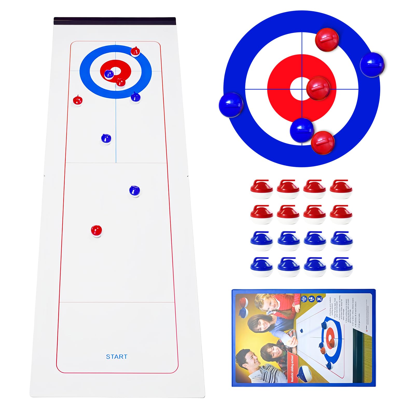 Table Top Curling Game, Foldable & Portable Curling Games with 16 Balls
