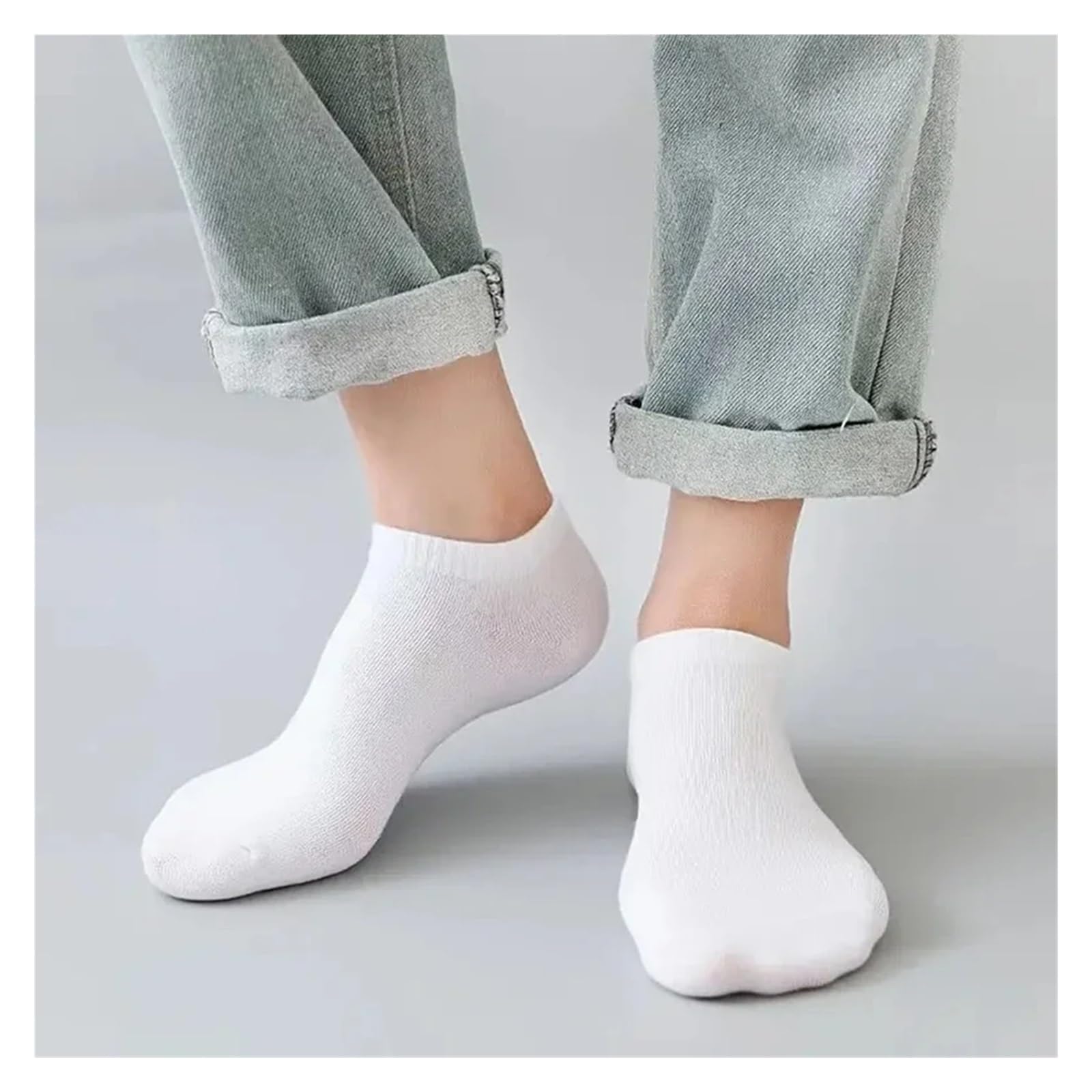 Weiß Herren Socken Kurz 10 Paar Herrensocken Frühling/Sommer Dünn, Atmungsaktiv, Weich Polyester Baumwollsocken Schwarz Casual Business Söckchen Bootssocken