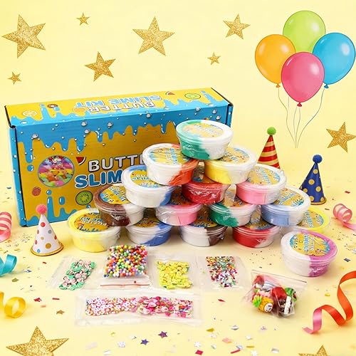 Miniatura 2 de 16 Pack Two-Toned Butter Slime Kit,DIY Educational Slime Toys Super Soft and Non-Sticky Toy for Gilrs.Party Favor for Kids Girls & Boys 6 7 8 9 10