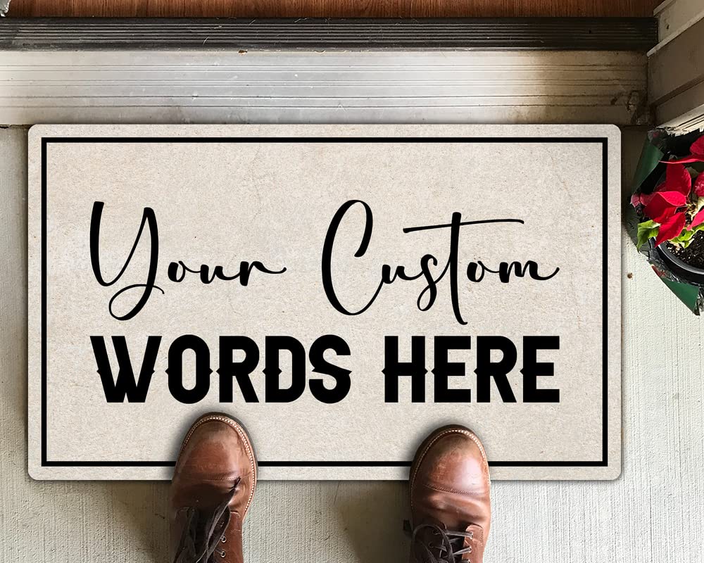 Door Mats - Your Words Here - Custom Personalized Durable Welcome Mat - Low Profile Floor Mat Customized Front Doormat Indoor Outdoor Door Rug Non