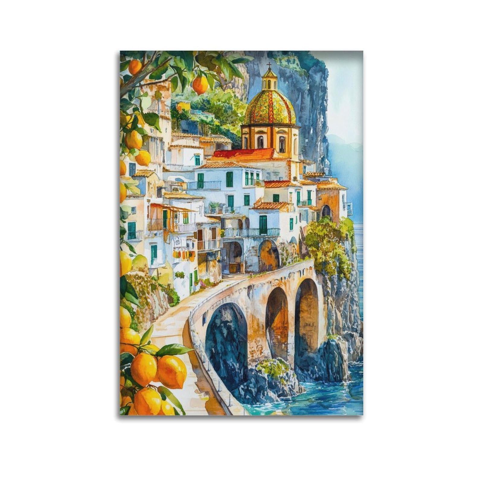 xiaoxiaoshen Amalfi Coast Italy Canvas Poster Wall Art Prints Room Aesthetic Murals Bedroom And Living Decorations 24x36inch(60x90cm)