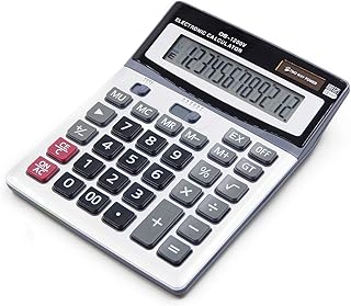 TOSSOW Office Desktop Calculator Dual Power Calculator 12 Digits Big Button Electronic Calculator Large Display Standard Function Calculator