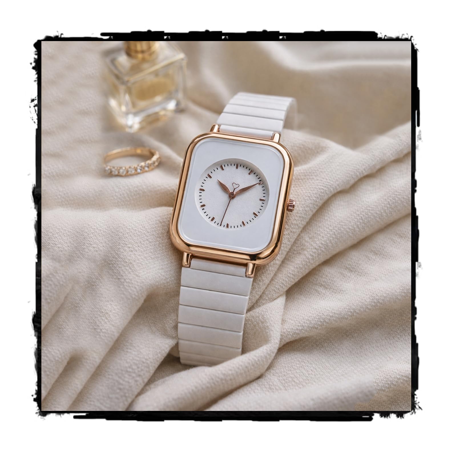 Women’s Square Dial Analog Watch | Rose Gold Case White Dial Minimalist Fashion Wrist Watch | Stainless Steel Strap Elegant Dress Watch for Girls & Ladies-image-16