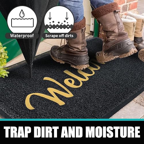 Miniatura 4 de Felpudo de bienvenida, tapete antideslizante resistente para exteriores e interiores, para puerta delantera, felpudos exteriores para entrada del