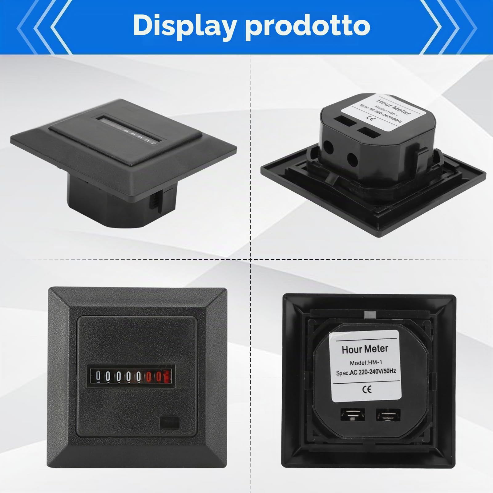 Contatore Ore Timer Con Display Digitale, AC 220-240 V 50 Hz Industriale Strumenti Timer Per Generatori Per Macchinari Di Ingegneria Per Veicoli Da Costruzione Macchine Agricole,0,3 W