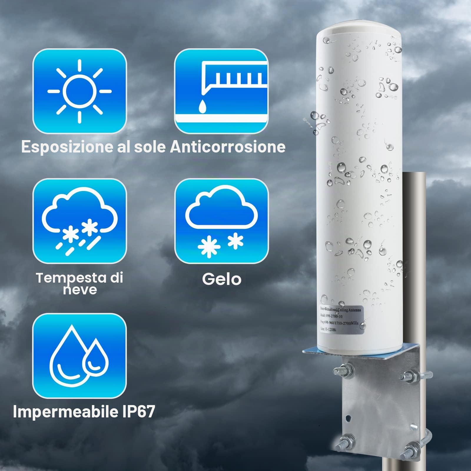 Antenna 4G Esterna 10DBi Dual SMA Maschio RG174 5M Cavo WiFi ad Alto Guadagno 3G 4G LTE Omnidirezionale per Router 5GLTE Hotspot Wireless
