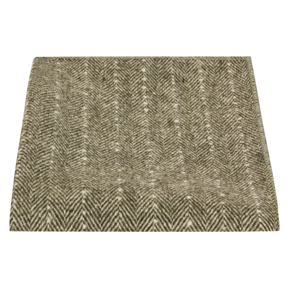 King & Priory Sage Green Herringbone with Pinstripe Pocket Square, Handkerchief