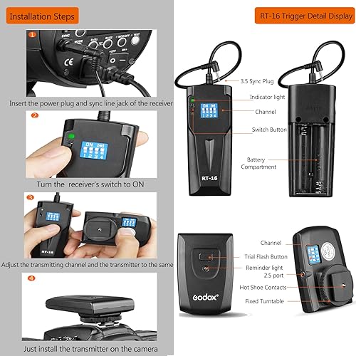 Miniatura 7 de Godox MS300 - Kit de flash estroboscópico de estudio de 600 W iluminación de montaje Bowens 24G inalámbrico GN58 5600K monolight con lámpara de