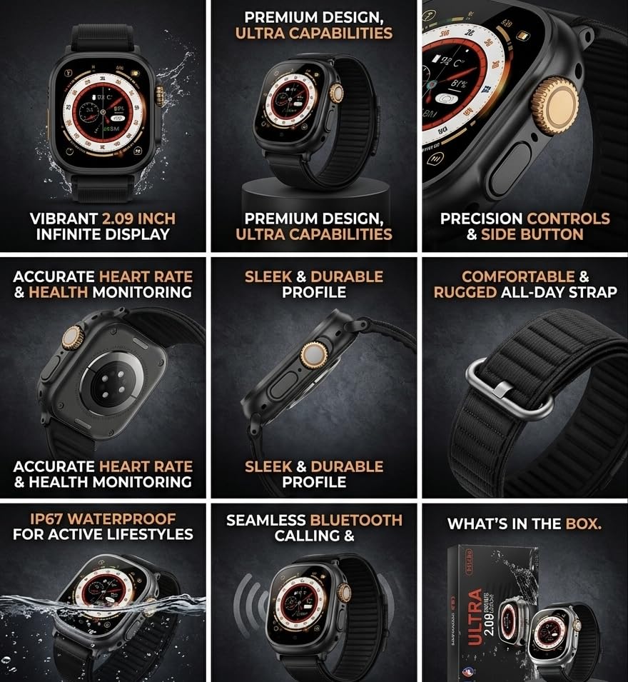 Image of ar T10 Ultra 2.09 inch Infinite Display Smart Watch | Bluetooth Calling Smartwatch | Fitness Tracker with Heart Rate Monitor, Sports Modes & Notifications
