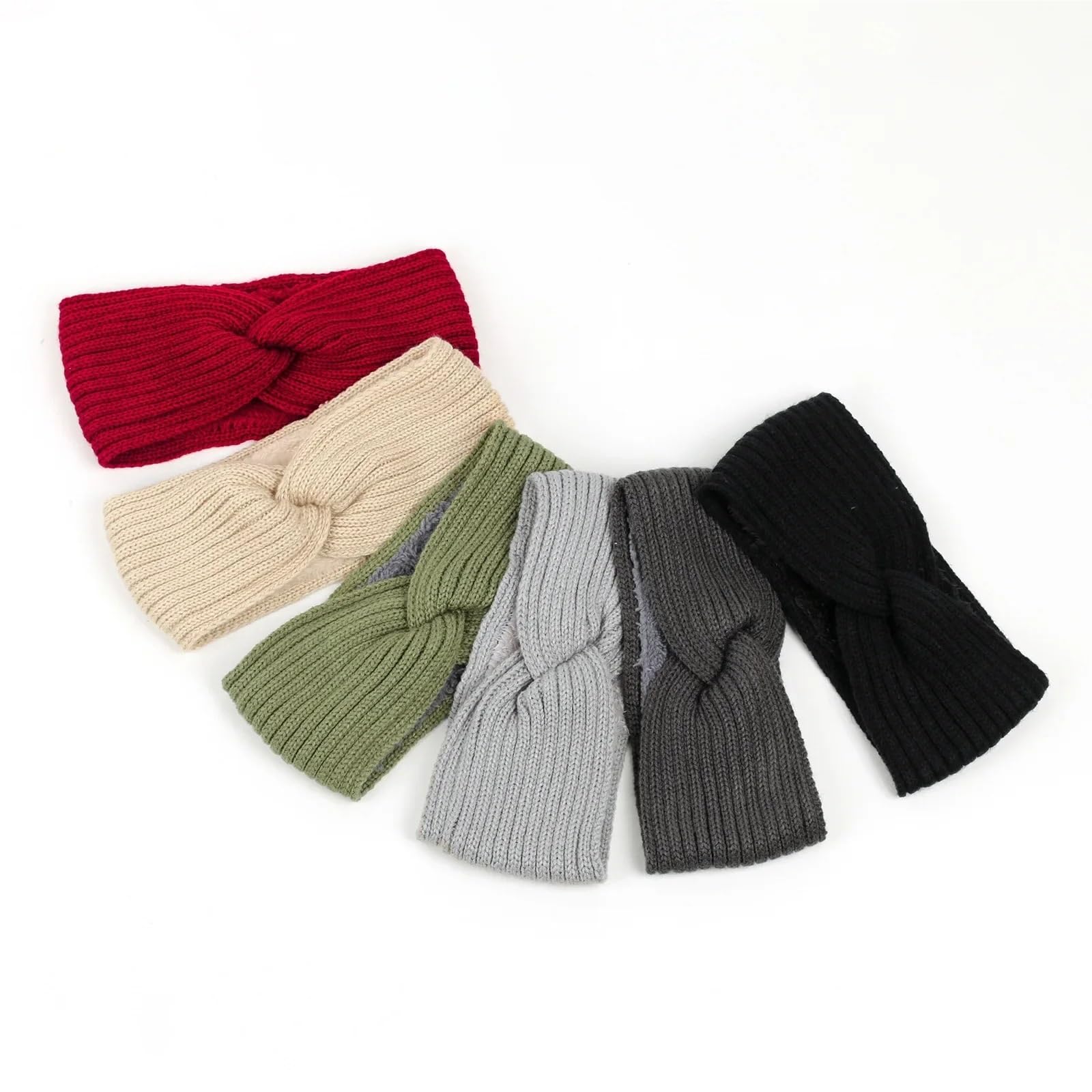 Diadema cruzada tejida ancha de invierno for mujer, turbante elástico for Yoga, gorros cálidos felpa, accesorios for el cabello, 2 uds Para Mujer(Light gray)