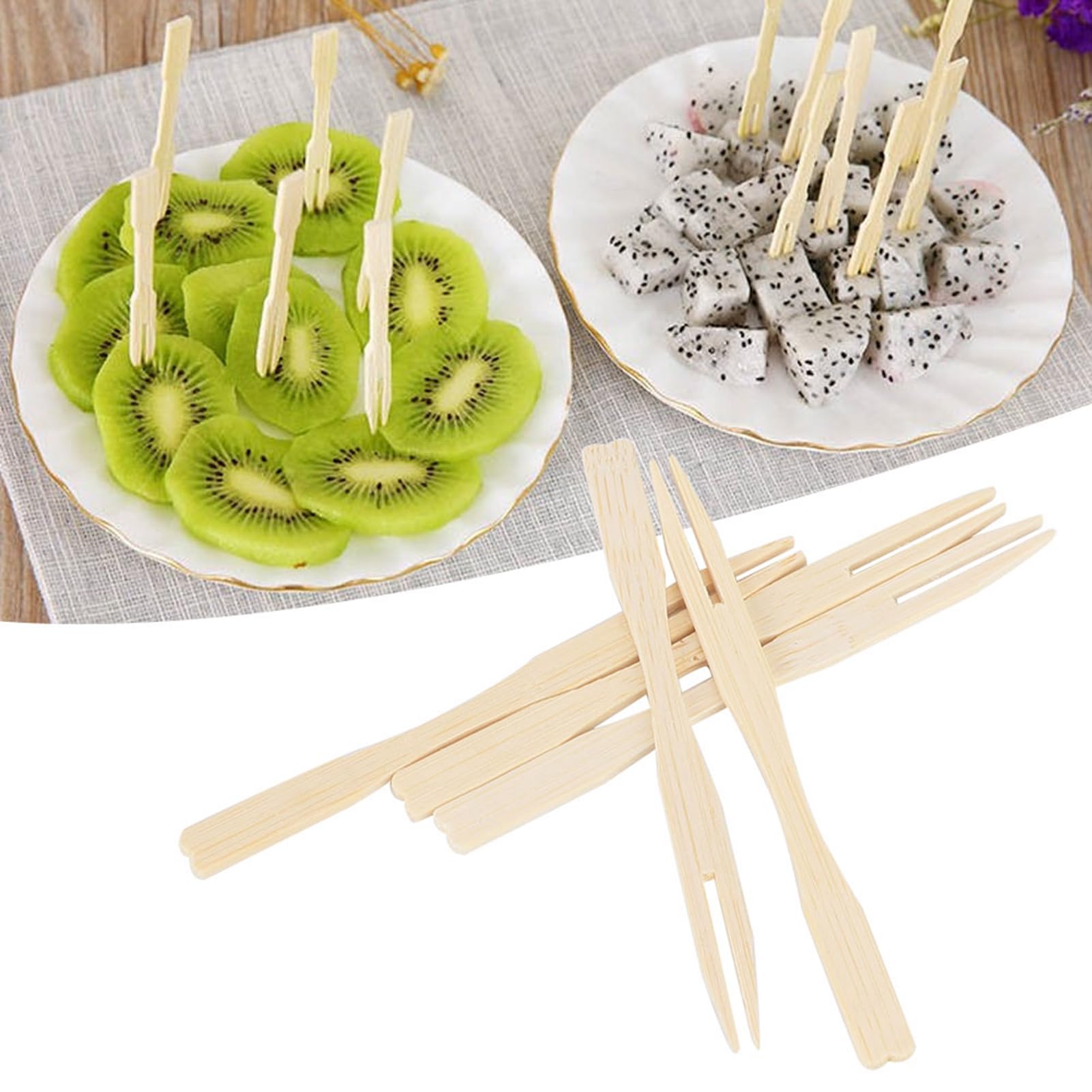 Forks, Forks Degradable Flat Handle Environmental Fruit Fork for Holiday for Birthday for Wedding