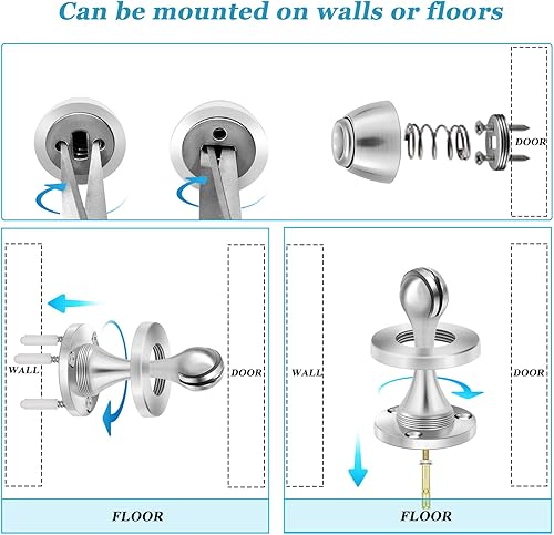Vista 14 de Topes magnéticos para puerta, tope de puerta para montaje en pared, bronce aceitado resistente, acero inoxidable, topes de puerta para parte Bronce