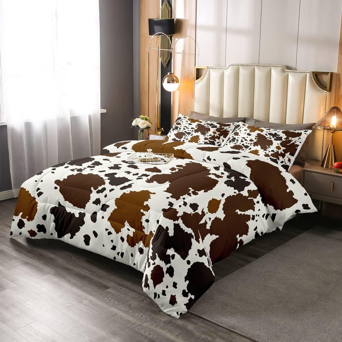 Amazon.com: Cow Print Comforter Set Queen Size Cowhide Bedding Set for ...