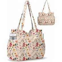 Corduroy Tote Bag for Women,Large Capacity Cute Tote Bags With 6 Pockets,Crossbody Shoulder Handbag for Work Travel Gym