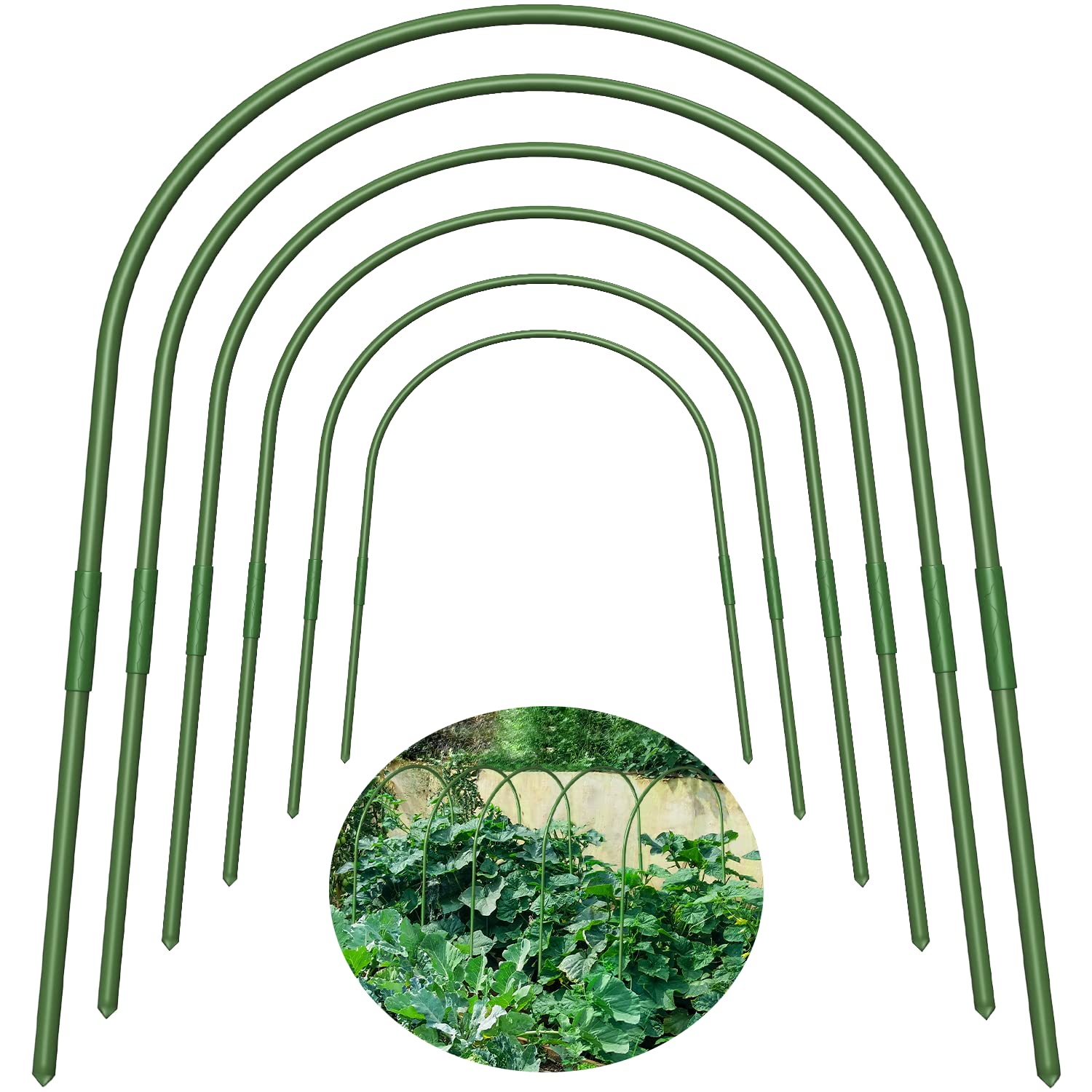 FOTMISHU Garden Hoops, 6Pcs Greenhouse Hoops RustFree Grow Tunnel, 23.