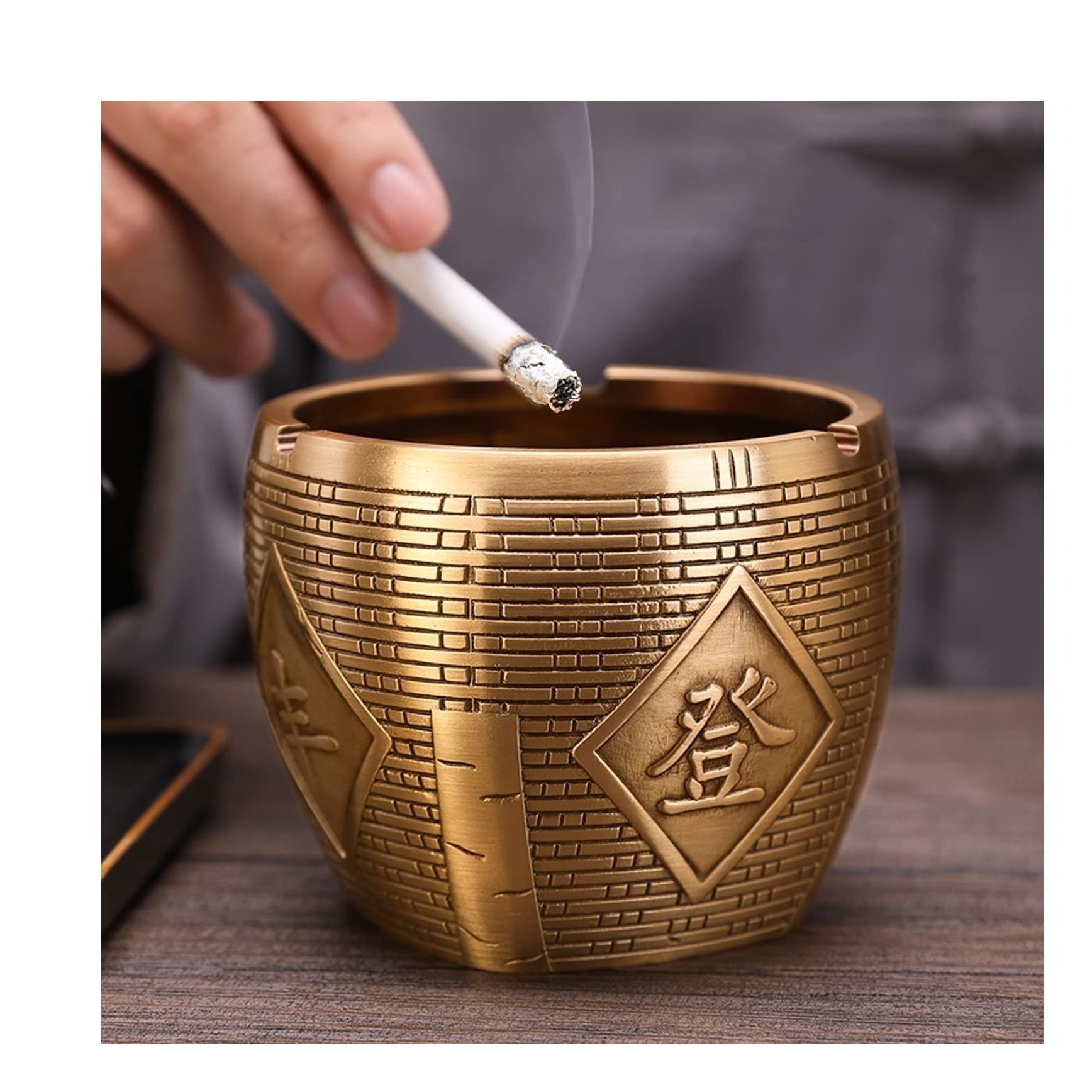 Amazon.co.jp: 灰皿 中国風灰皿 真鍮製 灰皿 喫煙者用 タバコ灰皿 卓上
