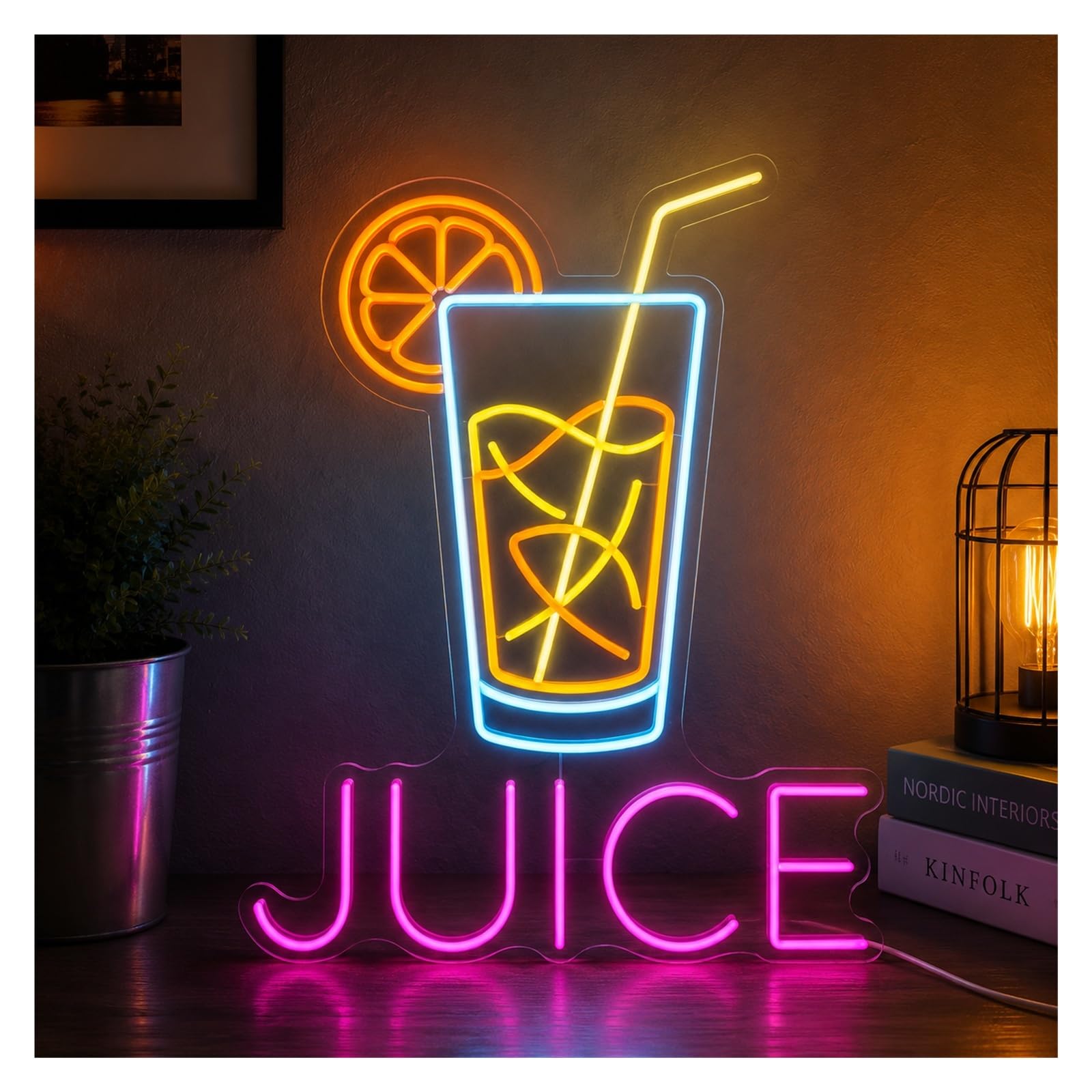 Decoración Lámparas Jugo Fresco Letreros De Neón | Health Cafe Cocina Tienda de bebidas Tienda de bebidas 50cm/19.69in