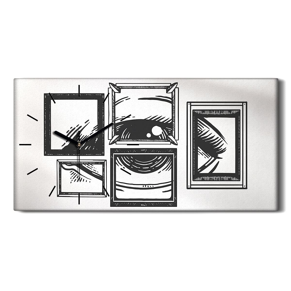Horloge sur toile oeil anti tic-tac pour dormir au calme décoration 60x30cm