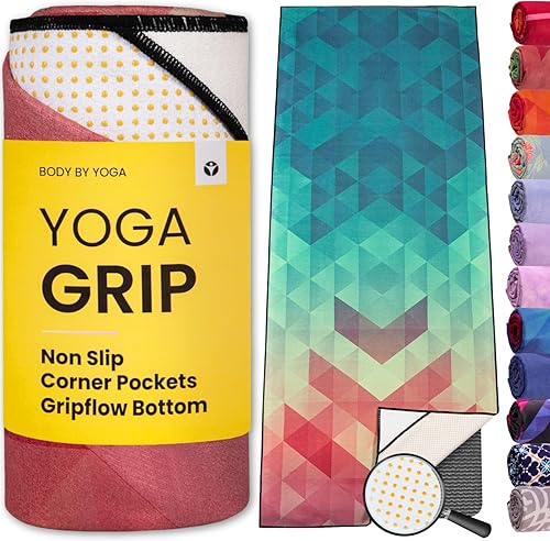 Miniatura 16 de Toalla de yoga con agarre de yoga, toalla antideslizante para esterilla de yoga caliente con bolsillos en las esquinas, agarre antideslizante y Amor