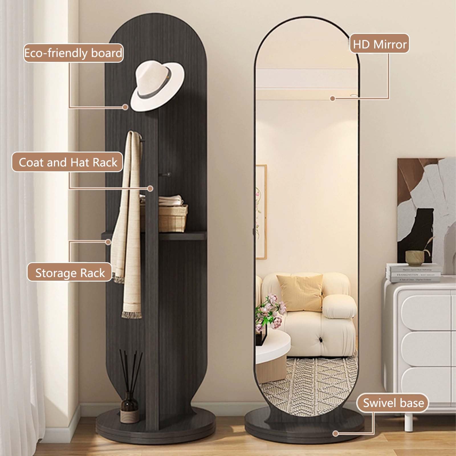 （株）吉桂　stand mirror  b3600wn Amazon.com: Full Length Mirror, 360° Swivel Full Body Mirror