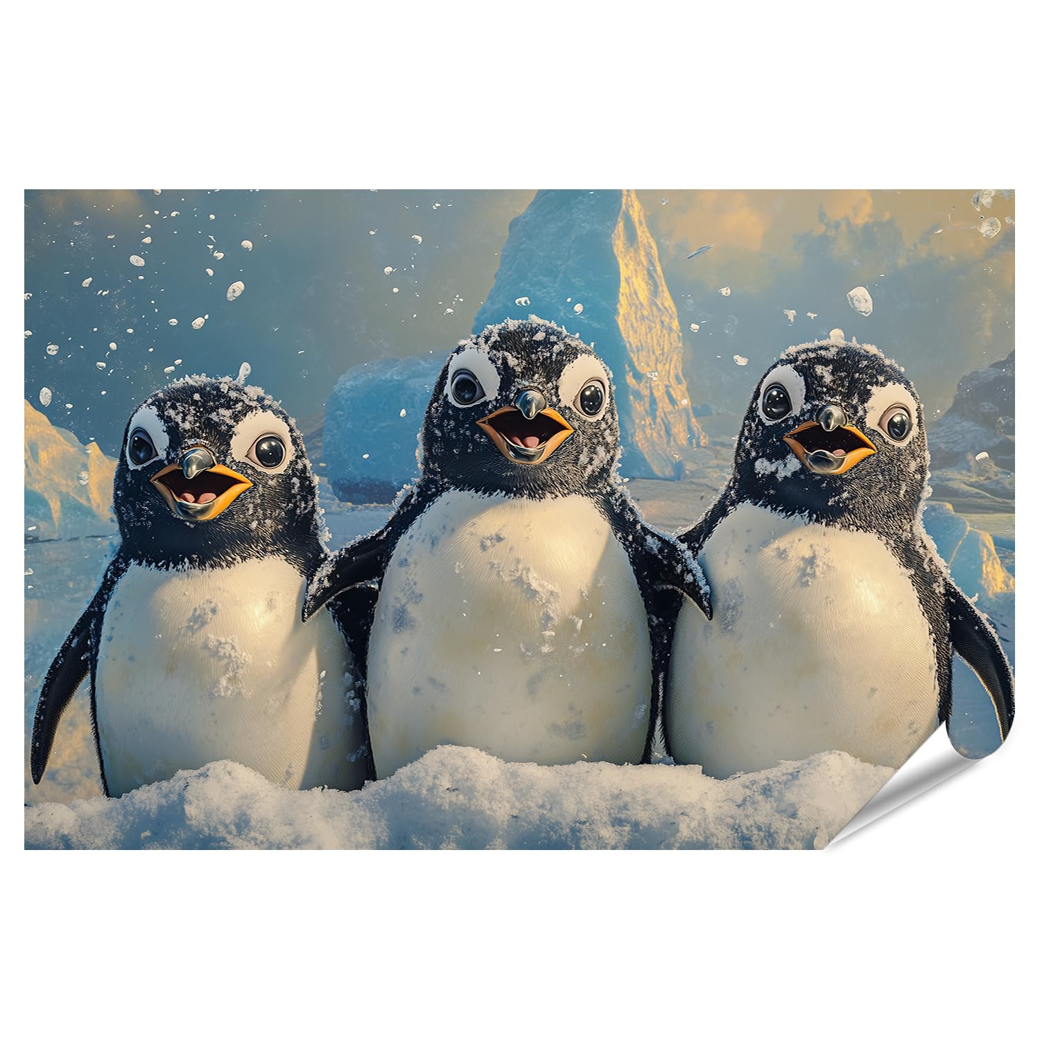 islandburner Prime XXL - Póster de tres jóvenes pingüinos en la nieve