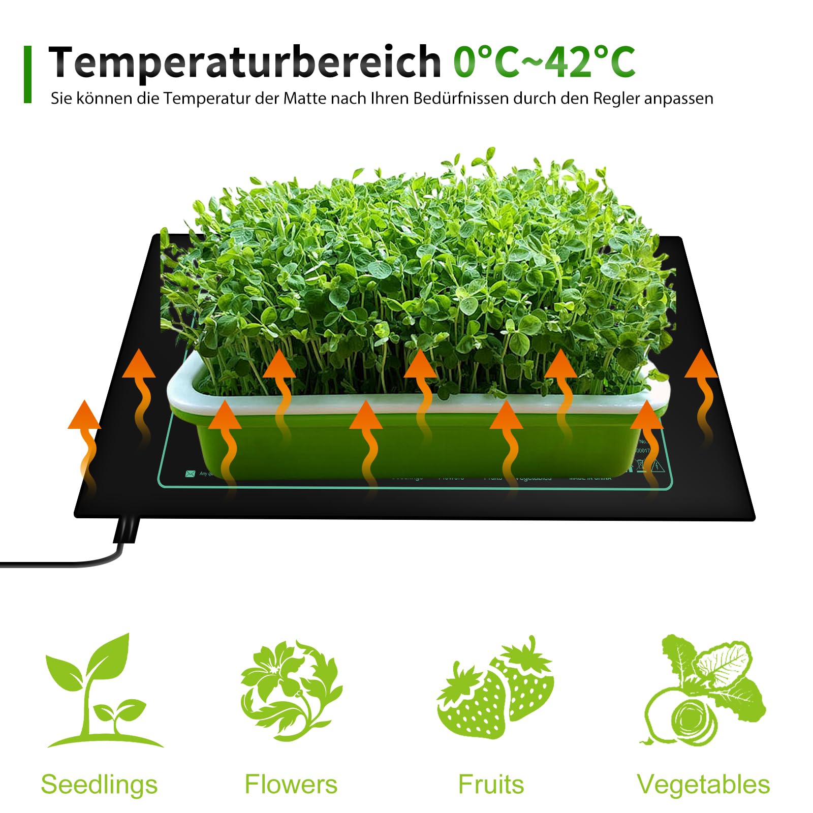 HOSPAOP Tapis Chauffant pour Plantes avec Thermostat, Serre chauffante intérieure Mini 25 x 52,5 cm, pour semis, Animaux domestiques et terrariums de Reptiles, 50 Watts