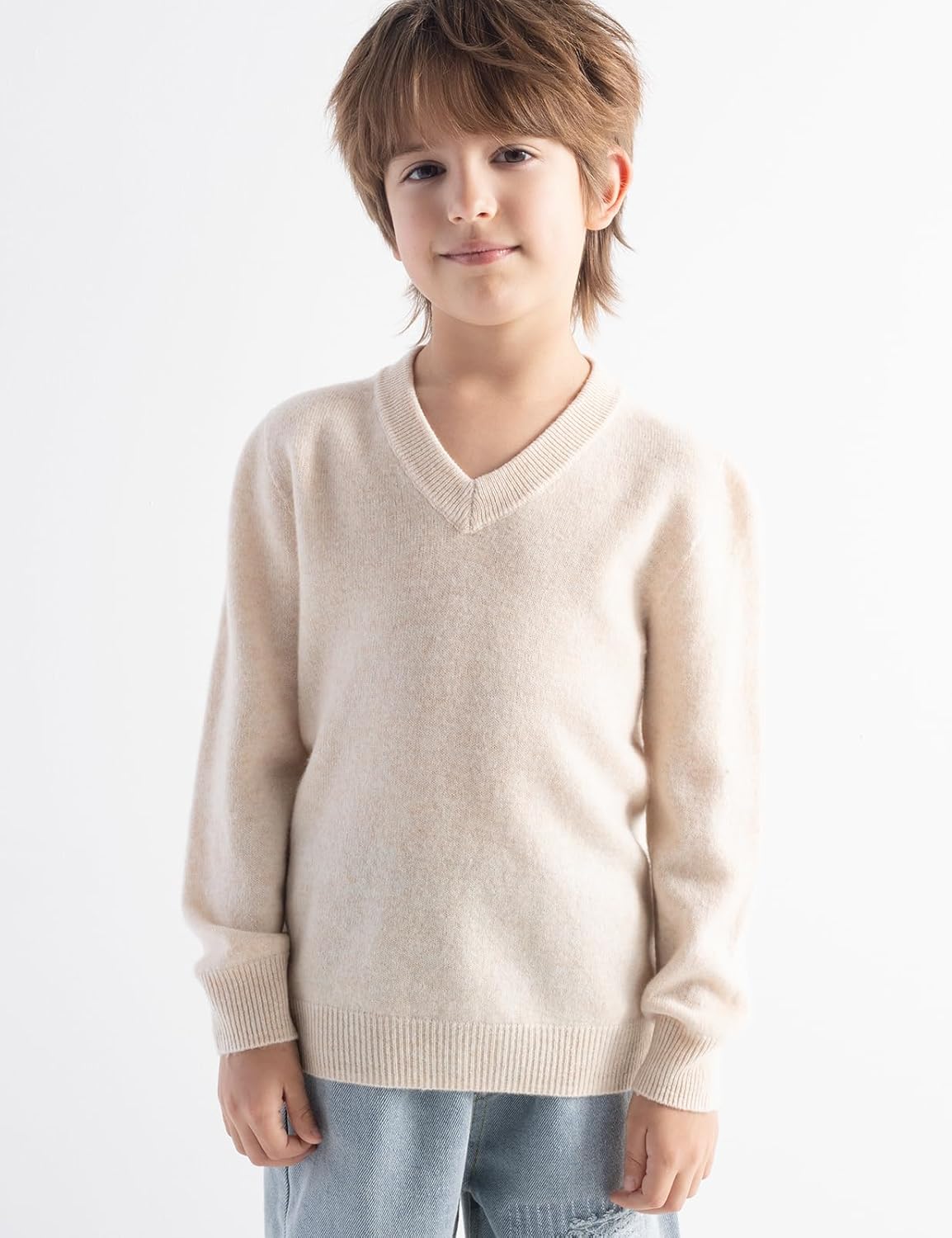 Chanyarn Boy's 100% Merino Wool Sweater 2025 Fall Winter First-Line Ready to Wear V Neck Long Sleeve Seamless Knit Sweater - Image 4