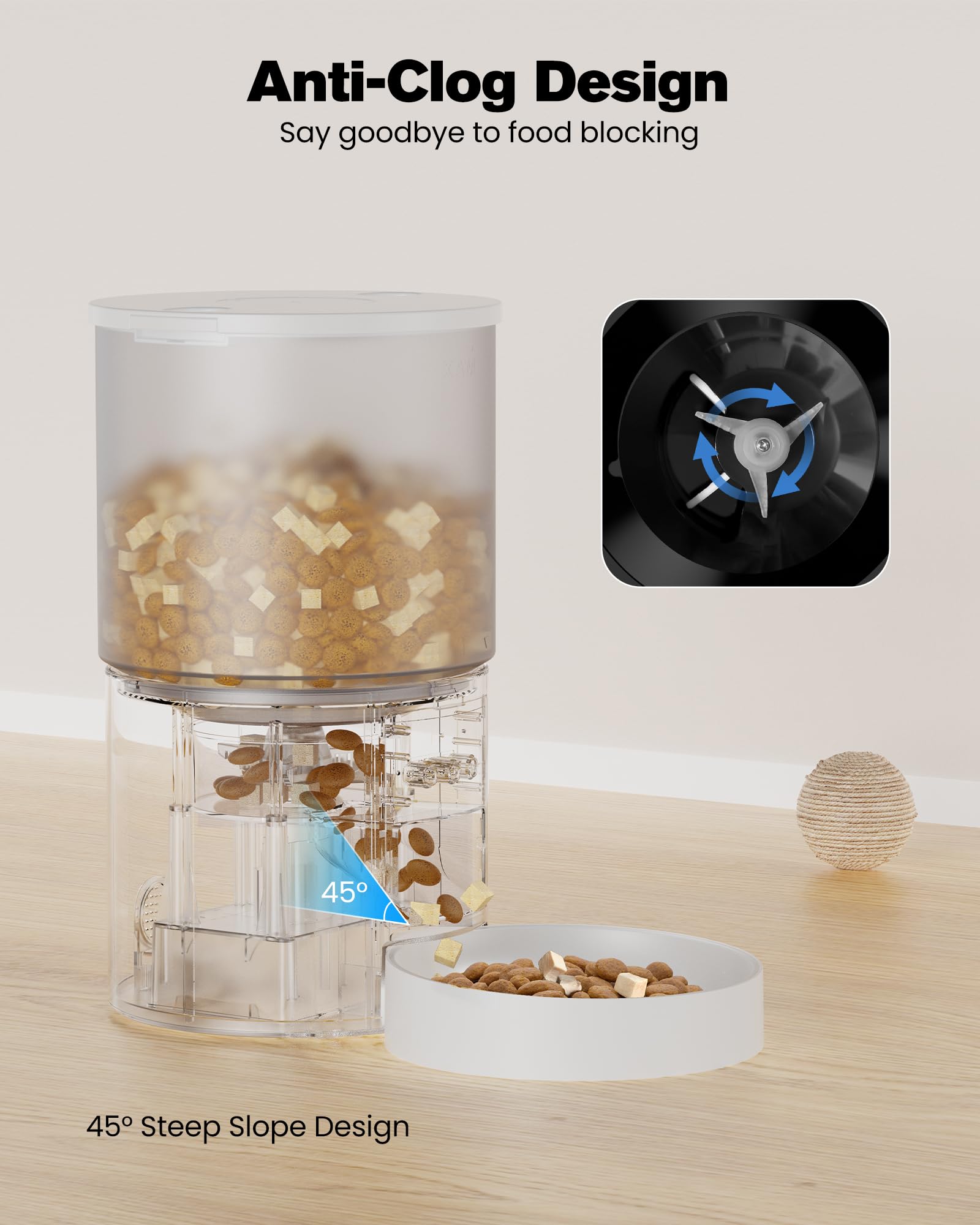 Comedero Gato Automatico WiFi Alimentador: Dispensador Comida Gatos/Perros con Grabación 10s - Máquina de Comida Inteligente para Kitty Temporizador Programable Control App 4L Blanco