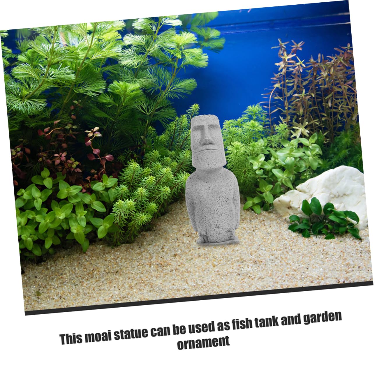 ULTECHNOVO 4 Pièces Statue Moai simulée Faux en Forme de Accessoires d'aquarium Pierre Mignon Paysage d'aquarium décor Statue Moai sous-Marine Moaï grès Grey