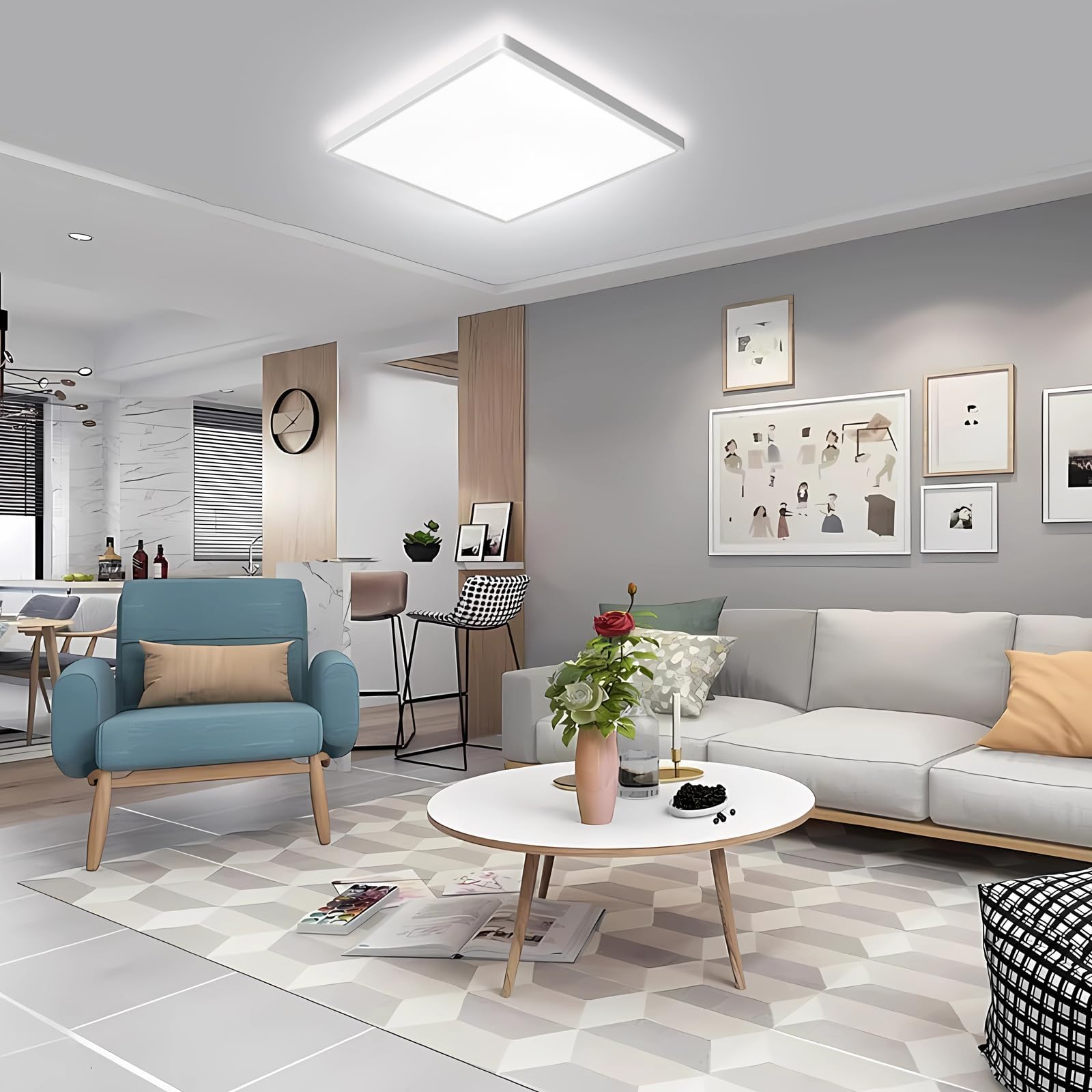 Set di 4 plafoniere a LED: plafoniera a LED quadrata, 24W, 5000K, ultrasottile (29 x 2,5 cm), ideale per bagni, camere da letto, soggiorni, cucine, cantine e balconi.