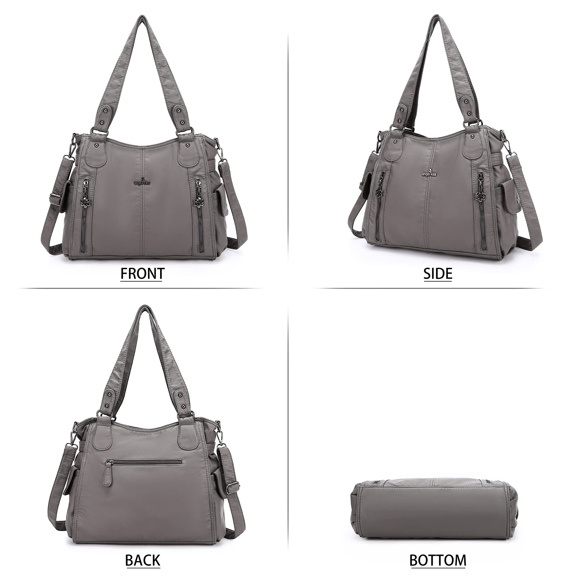 Angel Kiss Handbags for Womens Top-Handle Hobo Purse Roomy Casual Shoulder Bags PU Tote Satchel Purse for Women