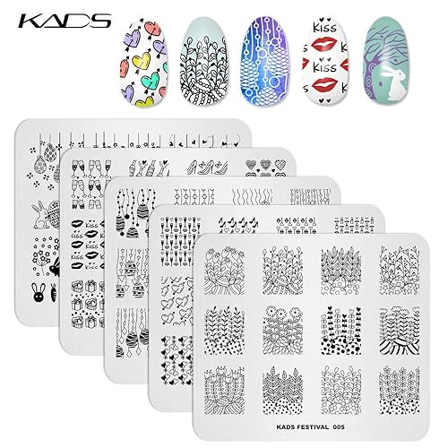 Miniatura 4 de KADS 5 unidsset plantilla de uñas arte plantilla decoración herramienta geometría diseñador estilo imagen placa