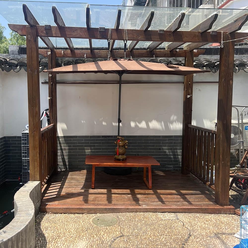 Piccolo ombrellone da esterno per balcone, semi-rettangolare, a parete, ventilato con manovella (nero)