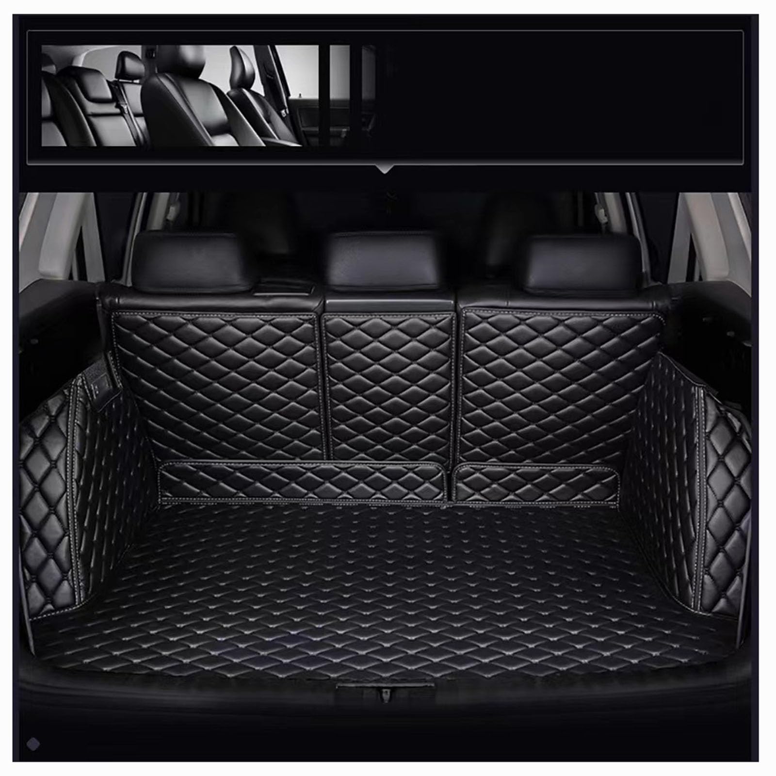 YQVDQRTXS Car Trunk Mats, for Benz GLE (5seats) 2020-2024 2025 (narrow middle backrest) Full Coverage Leather High-sided odourless and non-slip trunk protection mat car Boot Liner Mat,Black
