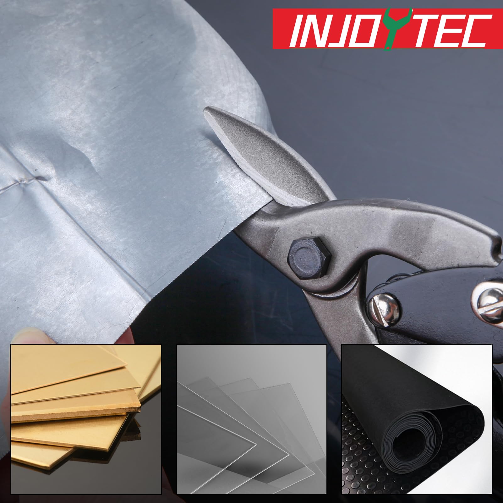 INJOYTEC Aviation Snip Left Cut Aviation Snips Left Cut Regular Tin Cutting Shears Aviation Snips with Wire Cutter Labor Saving Aviation Snips for Cutting Metal Sheet - Image 3