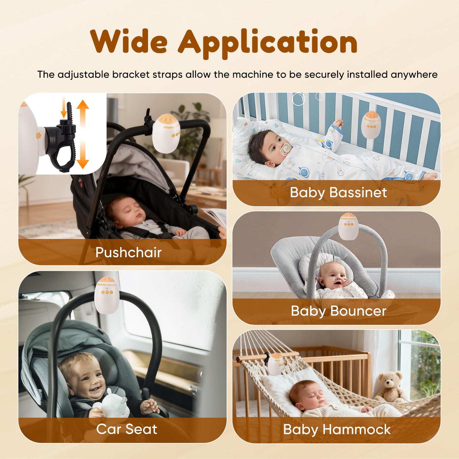 Balancelle Bebe Electrique, Bébé Balance Rechargeable par USB-C Minuteur de 40Min, Intensités de Bercement Réglables, Balancelle pour Bébé avec 11 sons de Bruit Blanc - 4