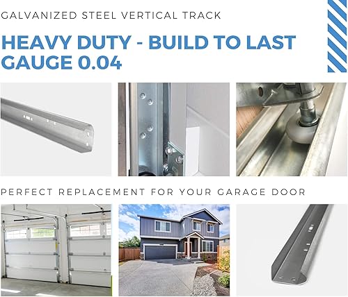 Miniatura 3 de Reemplazo de riel vertical para puerta de garaje, juego de rieles de puerta izquierda y derecha para 7 pies de alto, rieles de puerta de acero