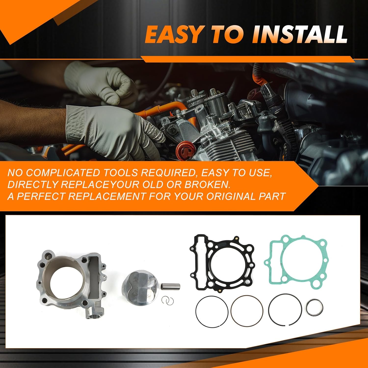 Cylinder Piston Rings Gaskets Kit for Kawasaki 2009-2016 STD 77mm Standard Bore Cylinder OE#KX250F KXF250