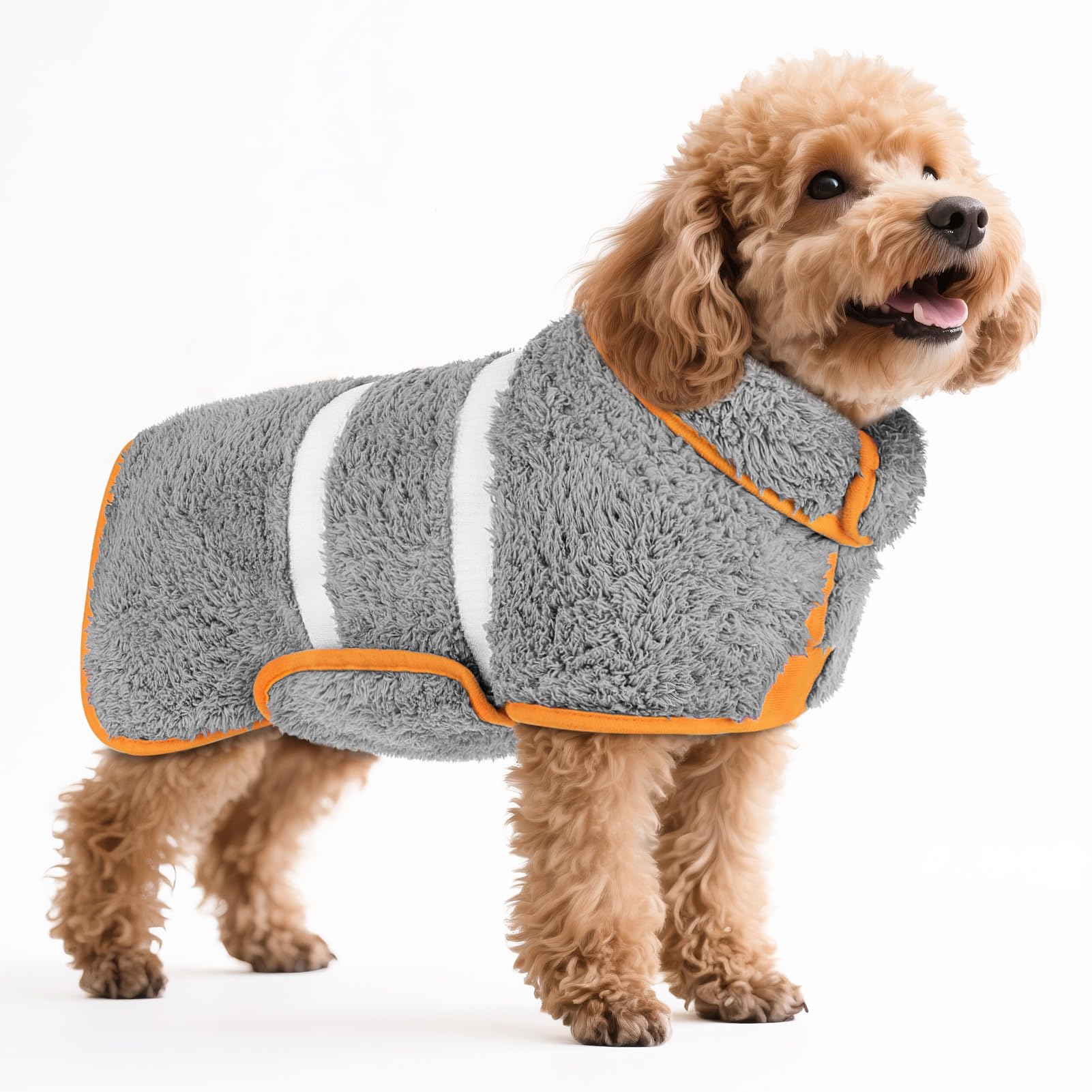 Bienbee Dog Bathrobe, Quick Drying Super Absorbent Dog Robes for After Bath, Warm Keeping Dogs Towel, Dogs Bath Supplies, Gray S