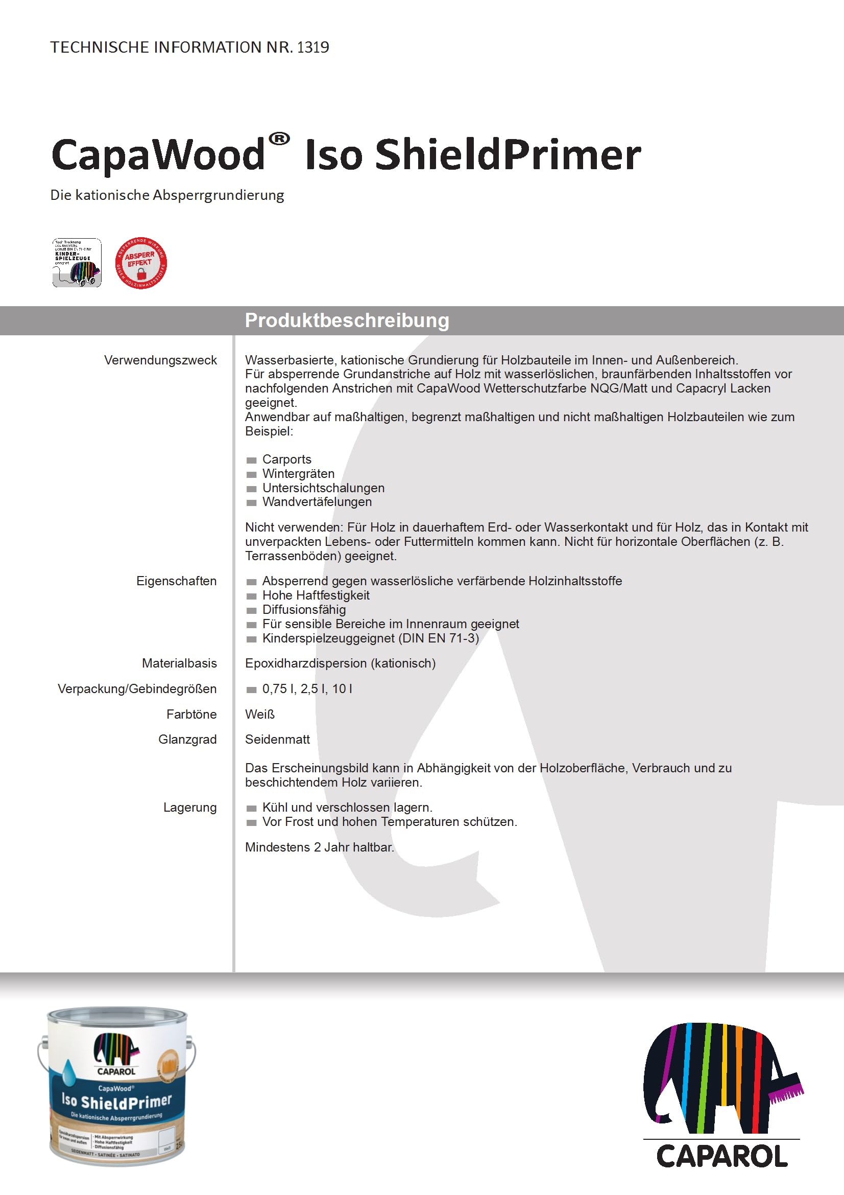 Caparol Capacryl Holz-IsoGrund 750ml Weiß