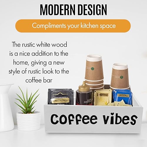 Miniatura 4 de LifeStyle Vibes Organizador de estación de café, organizador de barra de café para encimera con almacenamiento de tazas K, accesorios de estación de