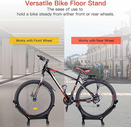 Miniatura 3 de Cyfie Soporte de piso para bicicleta y almacenamiento de garaje, soportes de estacionamiento para ruedas delanteras y traseras, soportes de