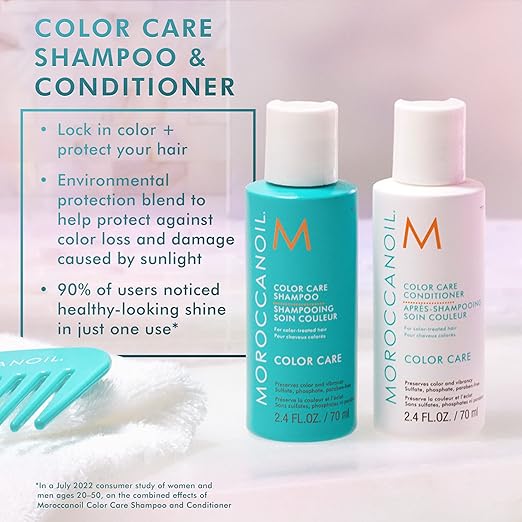 In addition to argan oil, the Color Care Conditioner contains other beneficial ingredients such as UV filters and antioxidants. These ingredients work together to protect the hair from environmental damage, such as sun exposure and pollution, which can cause color fading and dullness over time. The UV filters help to shield the hair from harmful UV rays, preventing them from causing damage to the hair's structure.