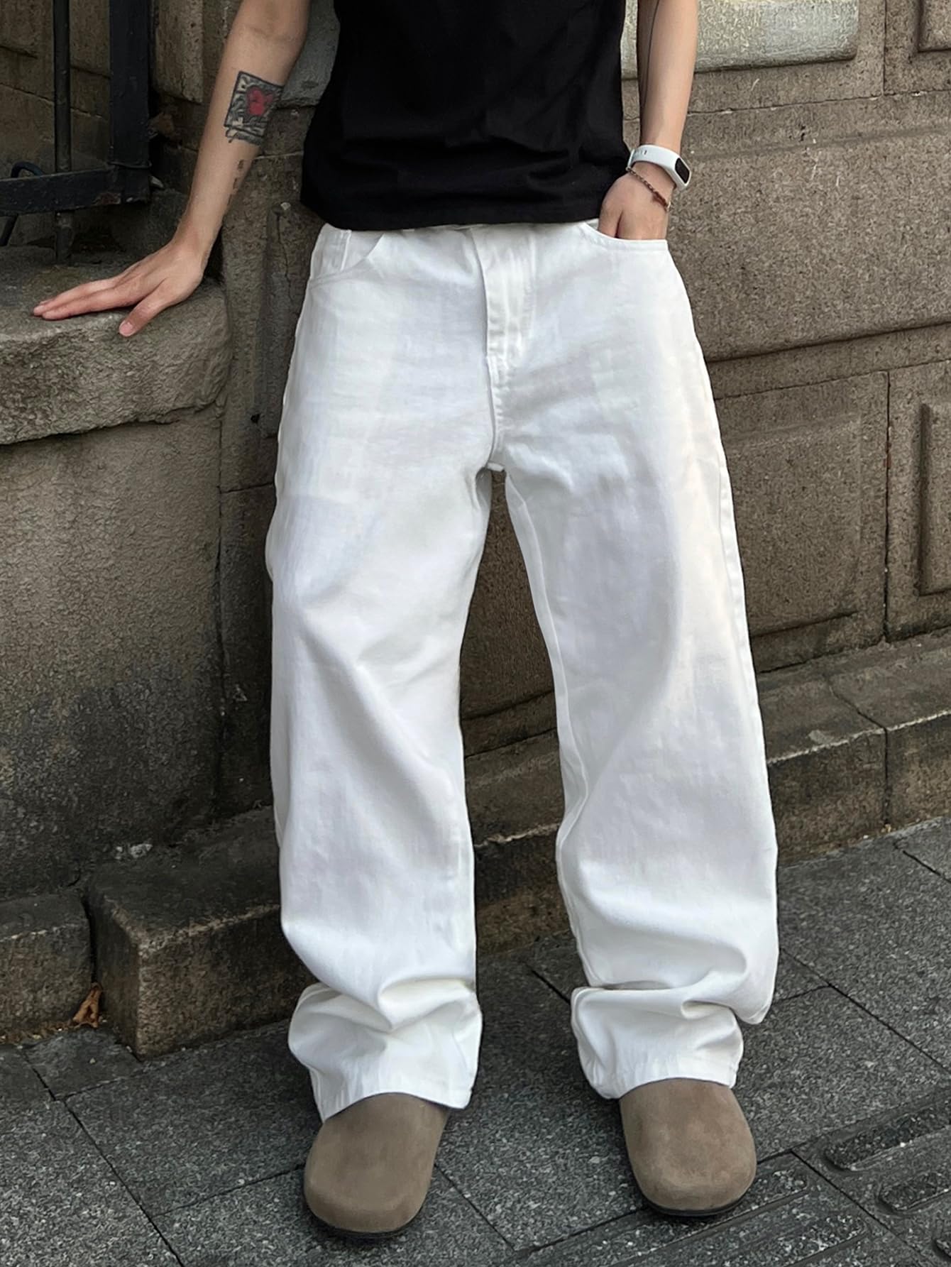 Herren Baggy Jeans im lockeren Weitschnitt Y2K Skaterhose mit gerader Beinform Hip-Hop Streetwear