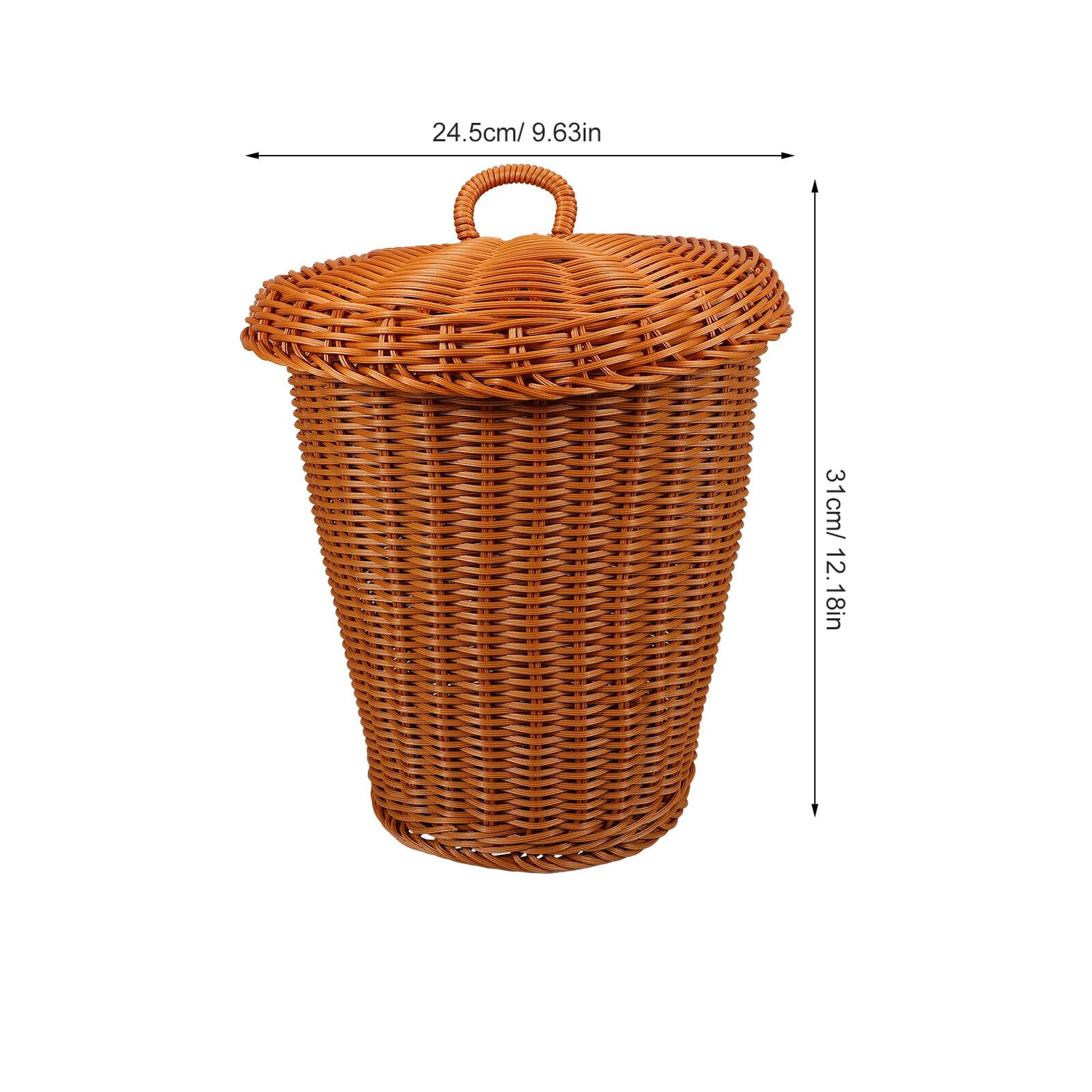 BESPORTBLE Cestino Portaoggetti in Rattan Imitazione con Coperchio, Capacità Ragionevole, Raffinata Fattura e Stile Rustico per Soggiorno o Studio