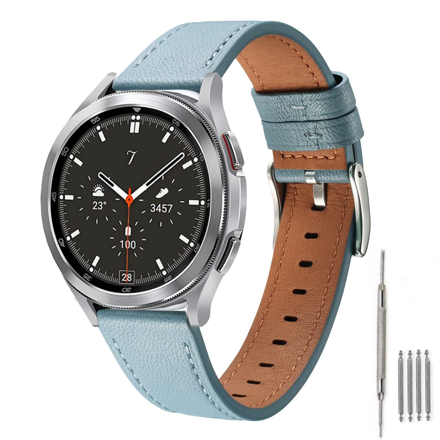 Moran Leather Watch Band Sheep Quick Release 20mm 22mm, Top Grain Leather Smartwatch Thin Strap Compatible for Samsung Galaxy Watch 6/5/4/3,Garmin,Fossil Watch